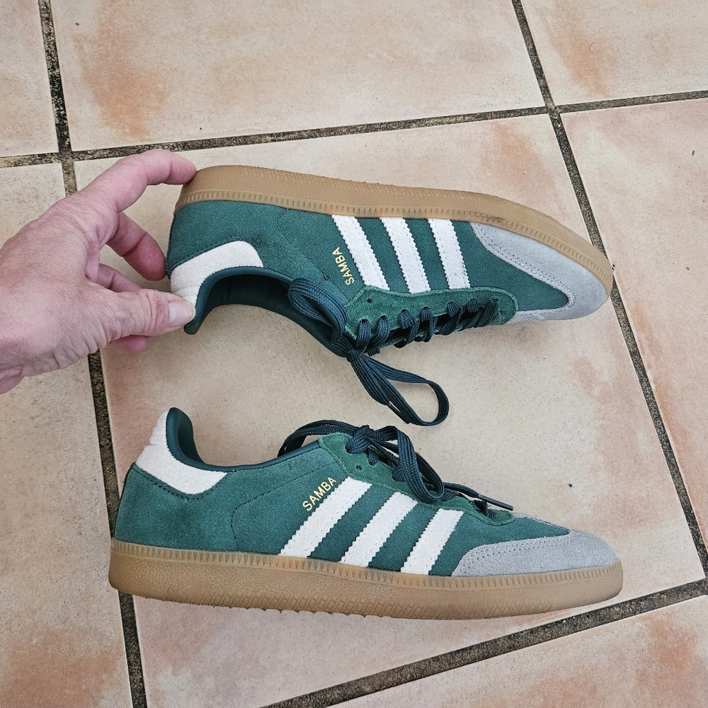 Adidas Samba green white stripes sz 5.5 men's 38EU unisex sneakers - Picture 2 of 6
